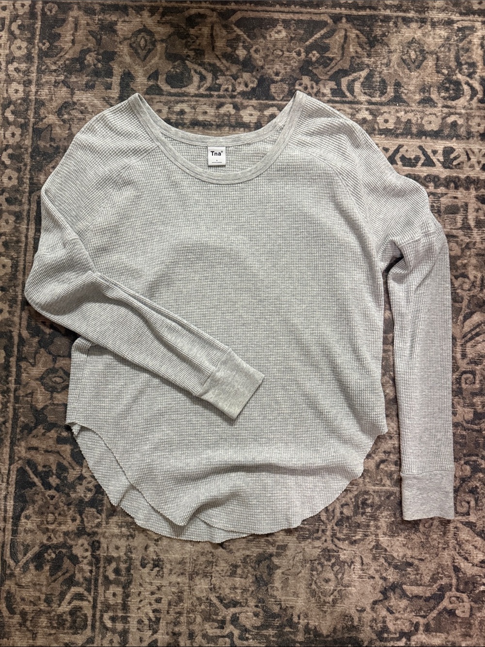 TNA Heather Gray Waffle Knit Lounge Sweater